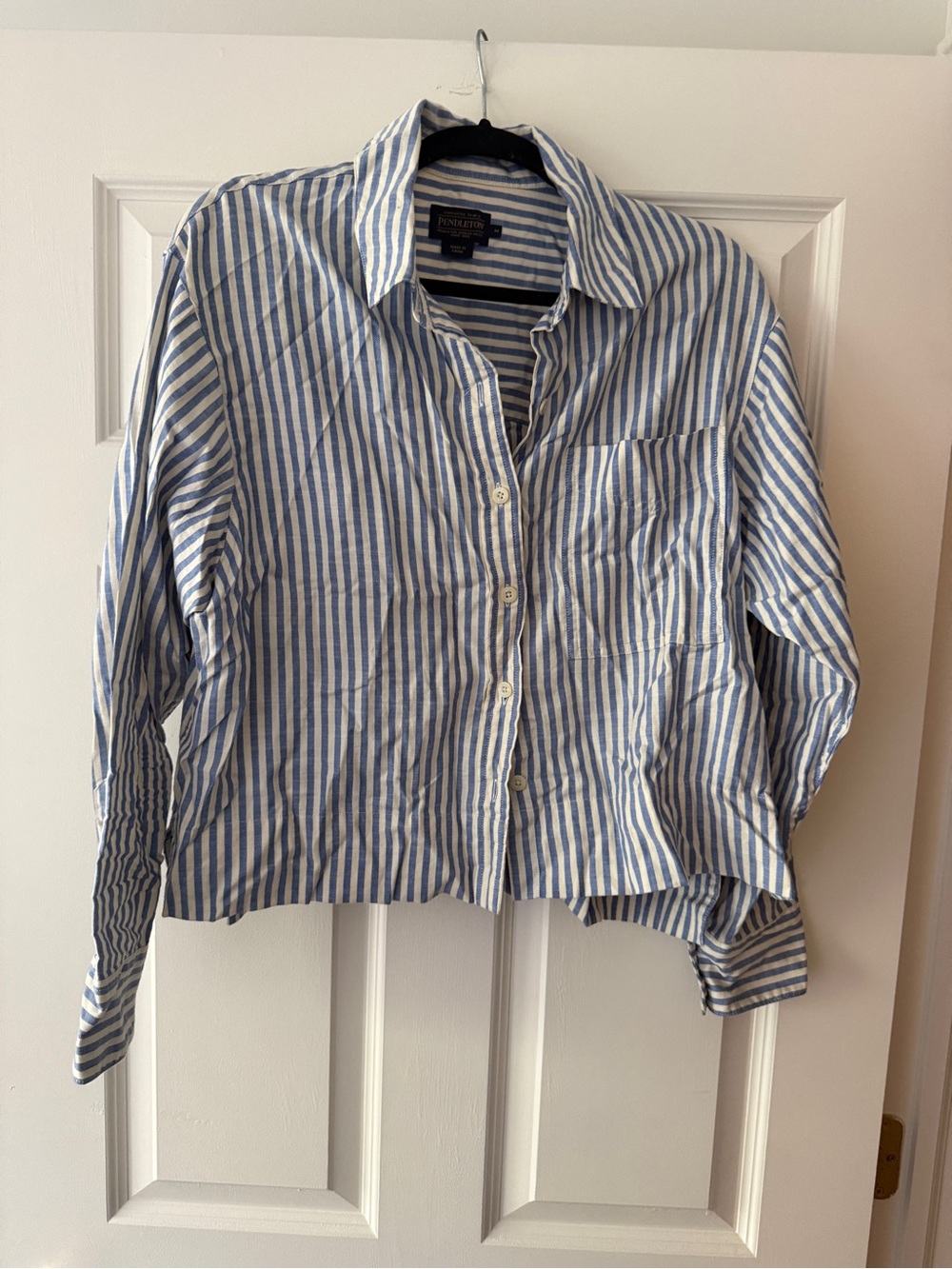 Pendleton Blue and White Striped Button-Up Shirt